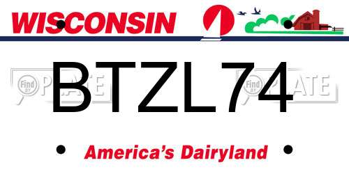 BTZL74 Wisconsin License Plate
