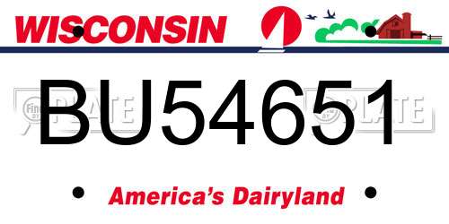 BU54651 Wisconsin License Plate