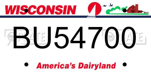 BU54700 Wisconsin License Plate