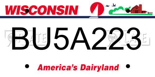 BU5A223 Wisconsin License Plate