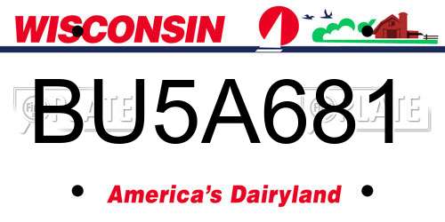 BU5A681 Wisconsin License Plate