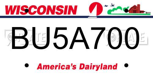 BU5A700 Wisconsin License Plate