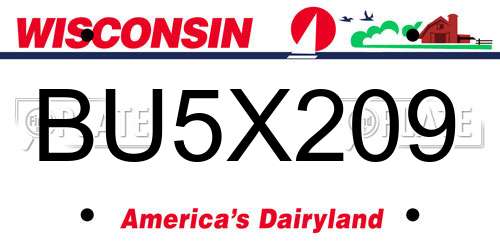 BU5X209 Wisconsin License Plate