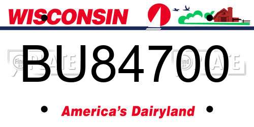 BU84700 Wisconsin License Plate