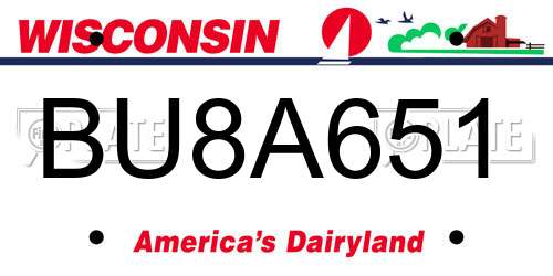 BU8A651 Wisconsin License Plate