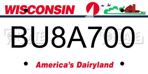 BU8A700 Wisconsin License Plate