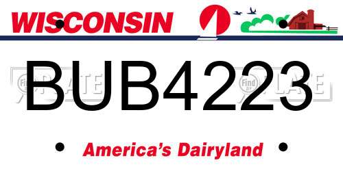 BUB4223 Wisconsin License Plate