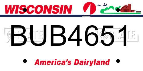 BUB4651 Wisconsin License Plate