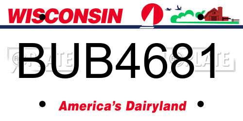 BUB4681 Wisconsin License Plate