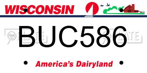 BUC586 Wisconsin License Plate