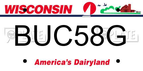 BUC58G Wisconsin License Plate