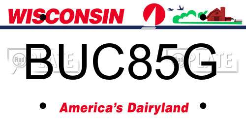BUC85G Wisconsin License Plate