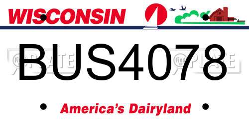 BUS4078 Wisconsin License Plate