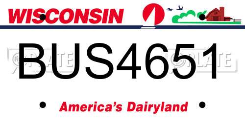 BUS4651 Wisconsin License Plate