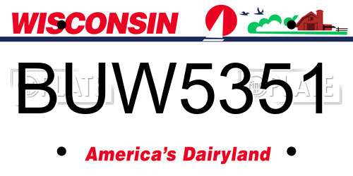 BUW5351 Wisconsin License Plate