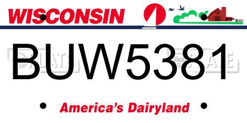 BUW5381 Wisconsin License Plate