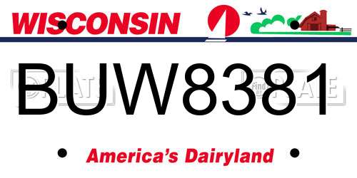 BUW8381 Wisconsin License Plate