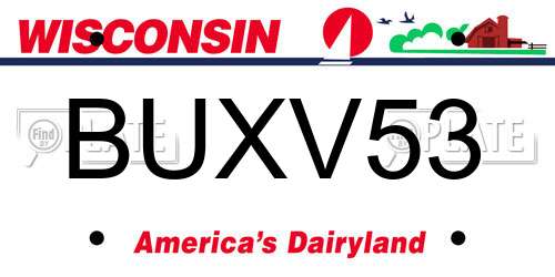 BUXV53 Wisconsin License Plate