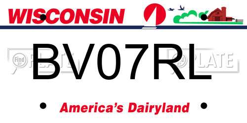 BV07RL Wisconsin License Plate