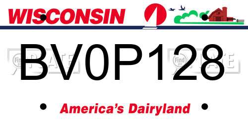 BV0P128 Wisconsin License Plate