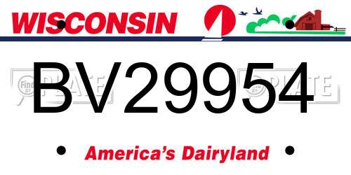 BV29954 Wisconsin License Plate