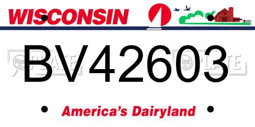 BV42603 Wisconsin License Plate