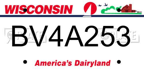 BV4A253 Wisconsin License Plate