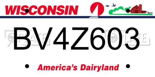 BV4Z603 Wisconsin License Plate