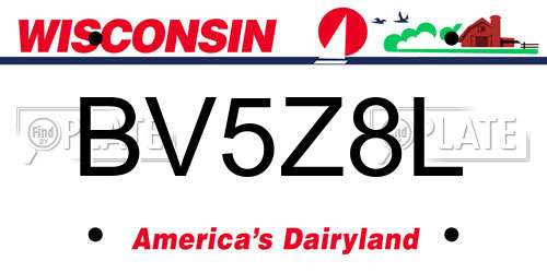 BV5Z8L Wisconsin License Plate