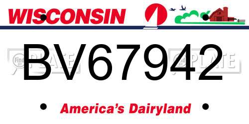 BV67942 Wisconsin License Plate
