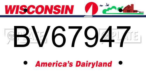 BV67947 Wisconsin License Plate