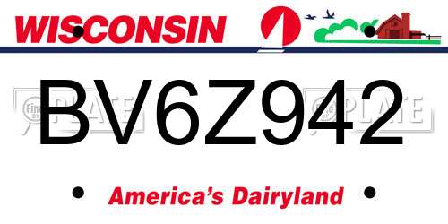 BV6Z942 Wisconsin License Plate