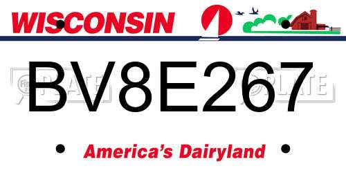 BV8E267 Wisconsin License Plate