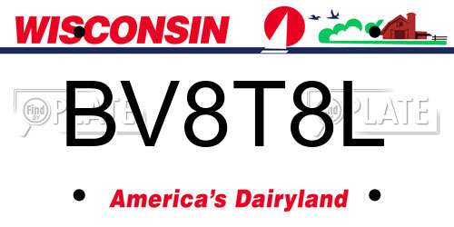 BV8T8L Wisconsin License Plate