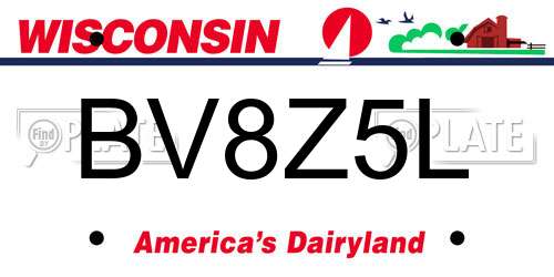 BV8Z5L Wisconsin License Plate