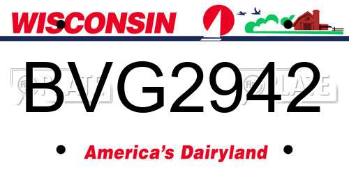 BVG2942 Wisconsin License Plate