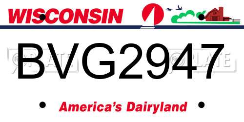 BVG2947 Wisconsin License Plate