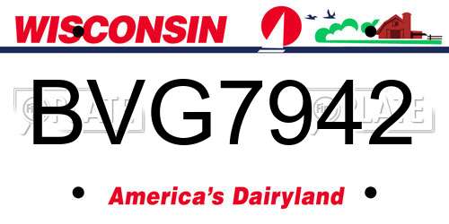 BVG7942 Wisconsin License Plate
