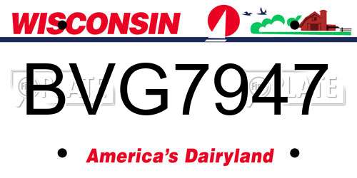 BVG7947 Wisconsin License Plate