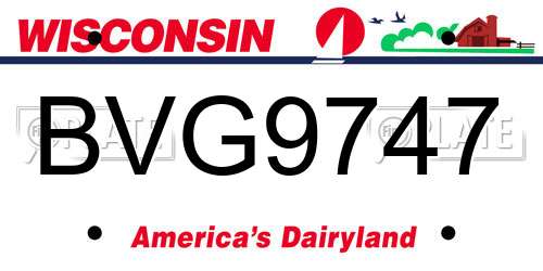 BVG9747 Wisconsin License Plate