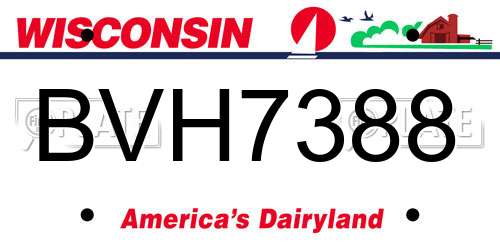 BVH7388 Wisconsin License Plate