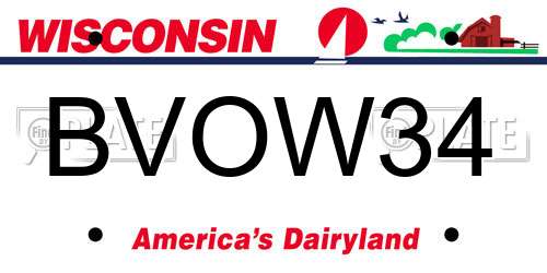 BVOW34 Wisconsin License Plate
