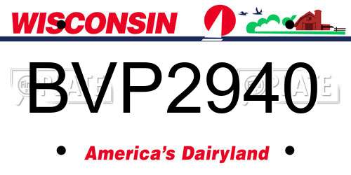 BVP2940 Wisconsin License Plate