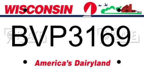 BVP3169 Wisconsin License Plate