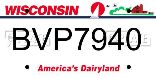 BVP7940 Wisconsin License Plate