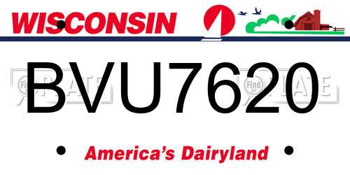 BVU7620 Wisconsin License Plate