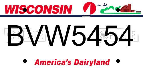 BVW5454 Wisconsin License Plate