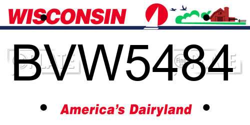 BVW5484 Wisconsin License Plate
