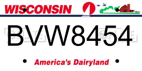 BVW8454 Wisconsin License Plate