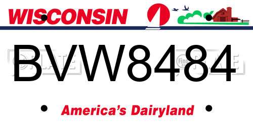 BVW8484 Wisconsin License Plate